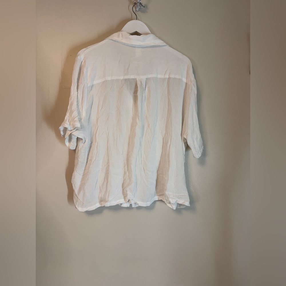 H&M CRINKLED VISCOSE SHORT SLEEVE SHIRT XL LARGE NWT - Picture 5 of 7